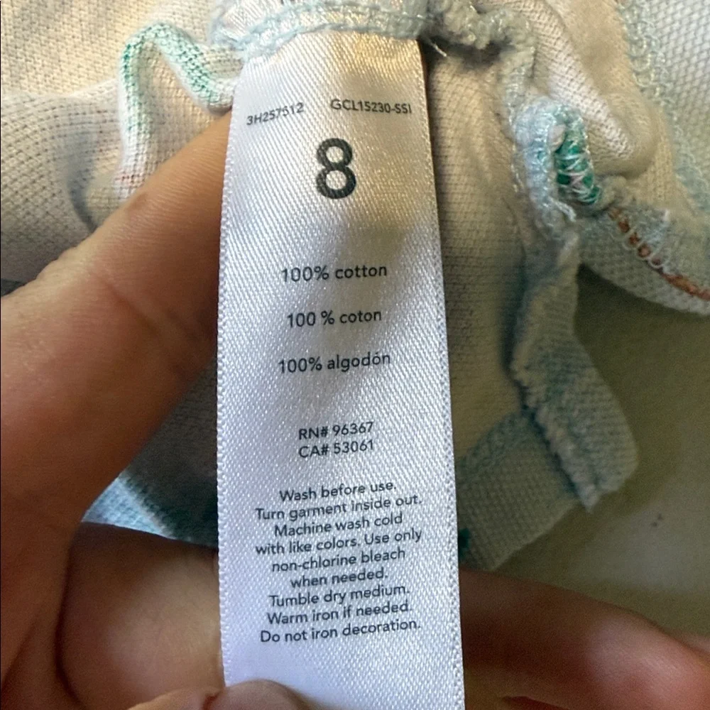 OshKosh B'gosh Green and Cream Polo Shirt size 8 #121/13tt